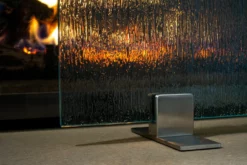 Rain Glass Freestanding Glass Fireplace Screen | AMS Fireplace