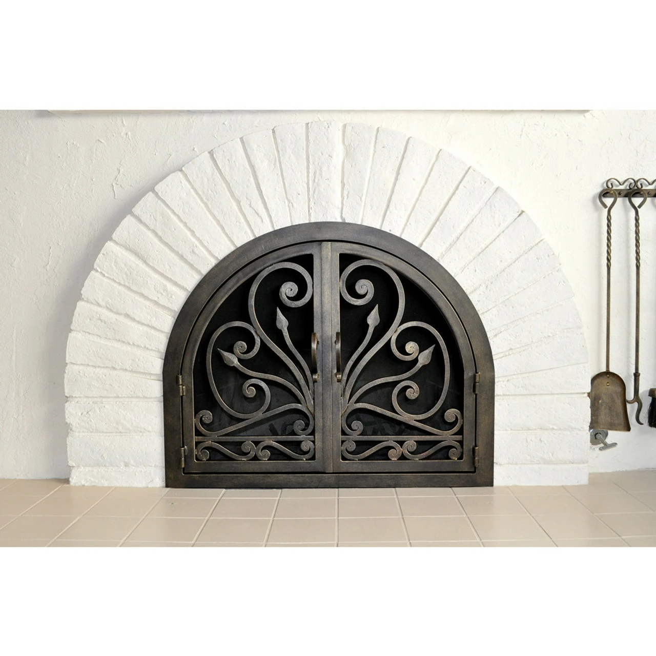 Faraday Arched Fireplace Door - Wrought Iron 5 Faraday Arched Fireplace Door - Wrought Iron - Image 3
