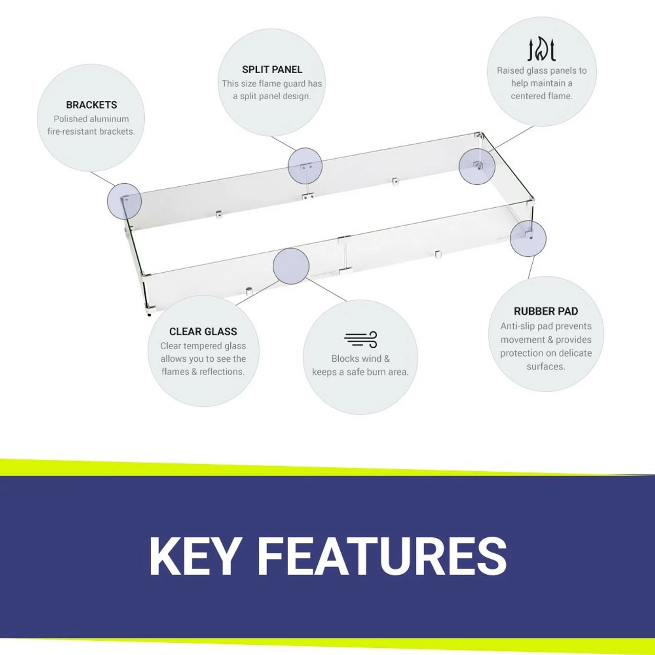 48" Rectangular Glass Wind And Flame Guard | American Fire Glass 5 48" Rectangular Glass Wind And Flame Guard | American Fire Glass - Image 3