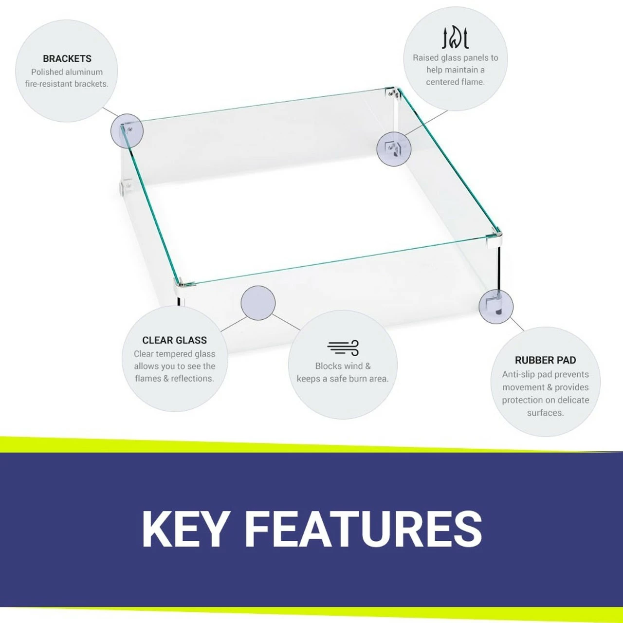 30" Square Glass Wind And Flame Guard | American Fire Glass 6 30" Square Glass Wind And Flame Guard | American Fire Glass - Image 4