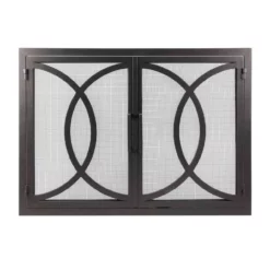 Half Moon Bay Rectangular Fireplace Door - Wrought Iron