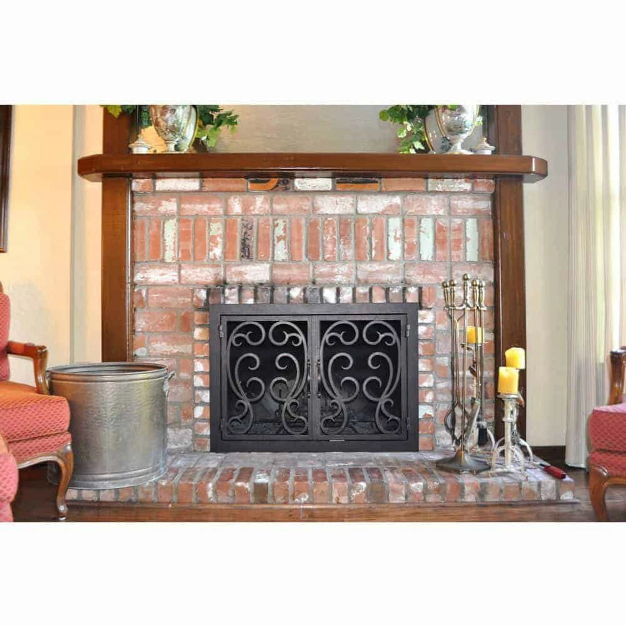 Kabuto Rectangular Fireplace Door - Wrought Iron 3 Kabuto Rectangular Fireplace Door - Wrought Iron