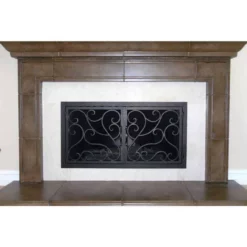 La Jolla Rectangular Fireplace Door - Wrought Iron