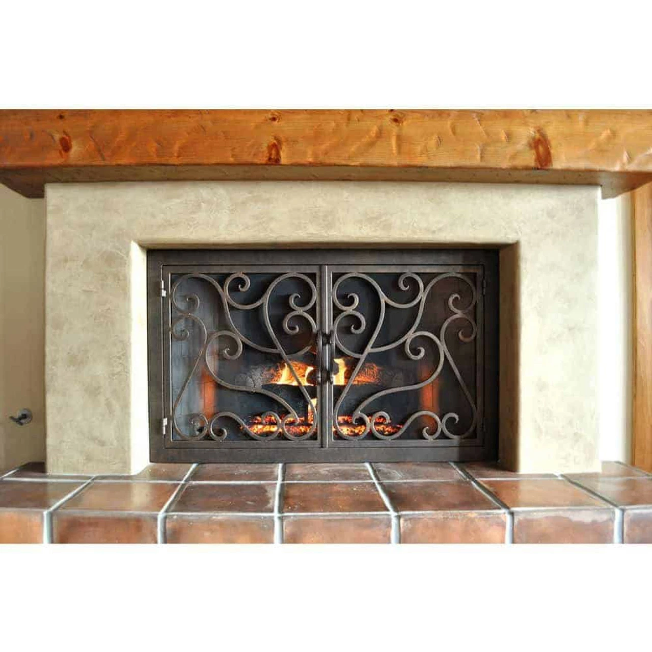 La Jolla Rectangular Fireplace Door - Wrought Iron 4 La Jolla Rectangular Fireplace Door - Wrought Iron - Image 2