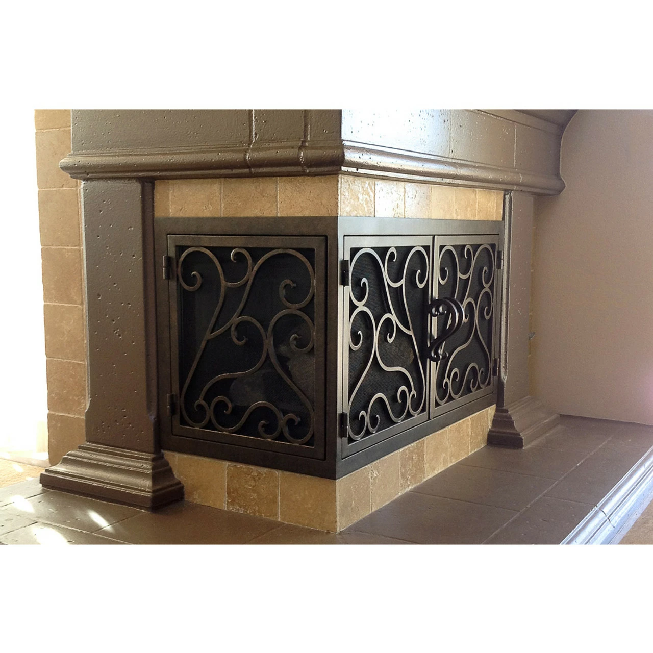 La Jolla Rectangular L-Shape Fireplace Door - Wrought Iron 3 La Jolla Rectangular L-Shape Fireplace Door - Wrought Iron