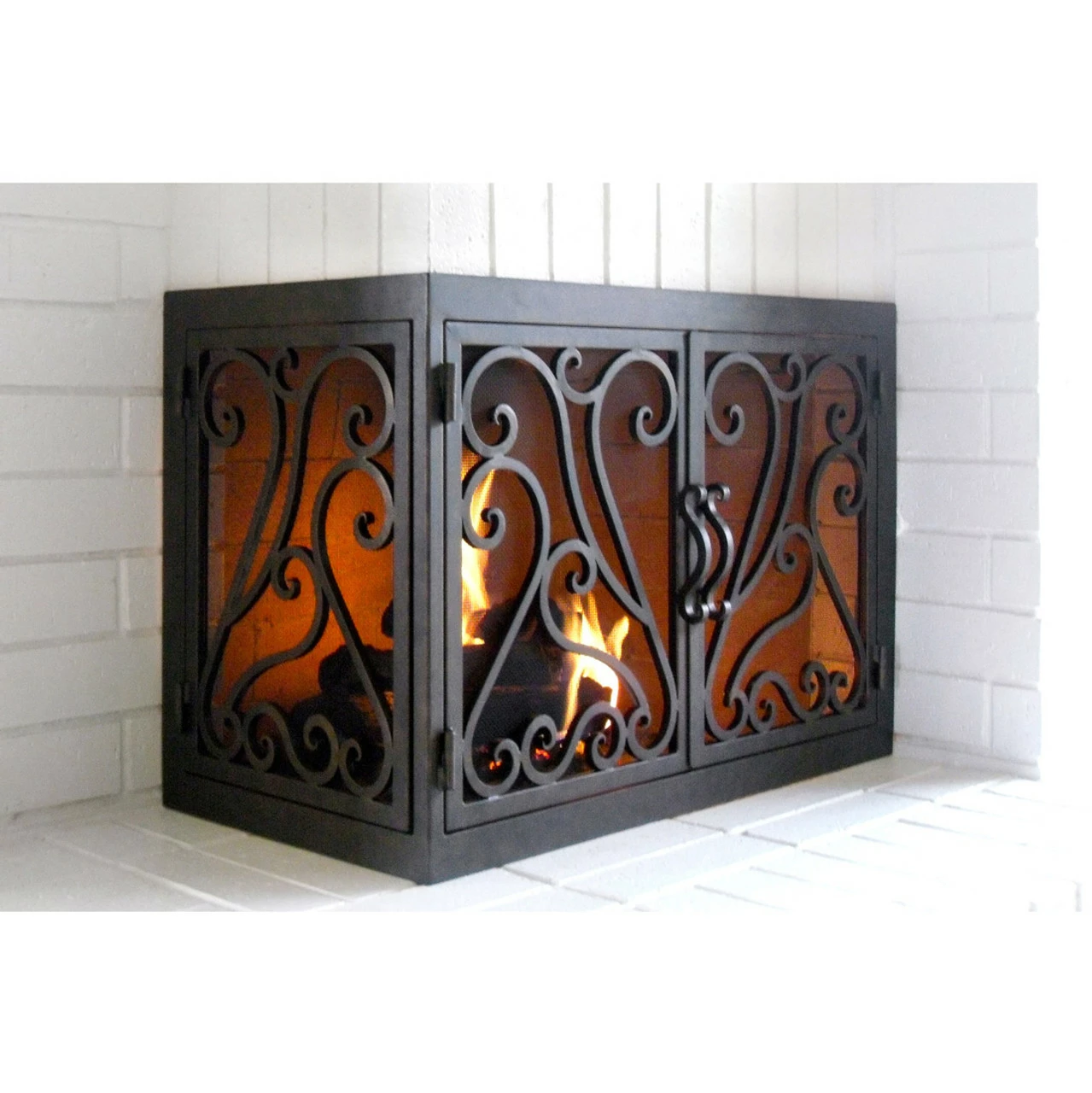 La Jolla Rectangular L-Shape Fireplace Door - Wrought Iron 4 La Jolla Rectangular L-Shape Fireplace Door - Wrought Iron - Image 2