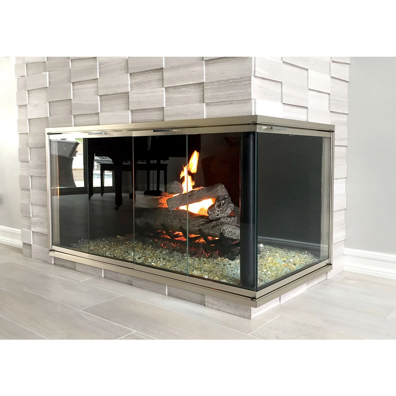 Malibu Rectangular L-Shape Fireplace Door - Aluminum 3 Malibu Rectangular L-Shape Fireplace Door - Aluminum