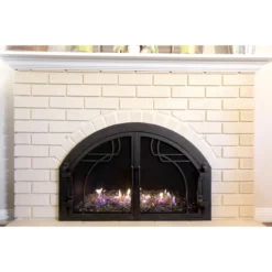 Mavericks Arched Fireplace Door - Wrought Iron -AMS FIREPLACE Sales mavericks 46 fireplace door 2 46578.1582067251
