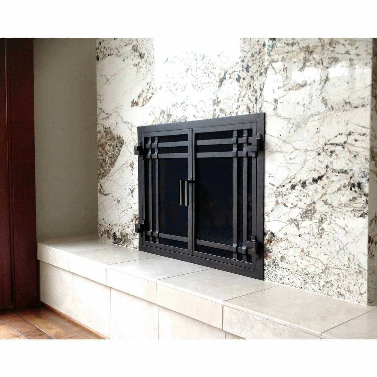 Mission Rectangular Fireplace Door - Wrought Iron 4 Mission Rectangular Fireplace Door - Wrought Iron - Image 2