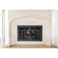 Montclair Rectangular Fireplace Door - Wrought Iron