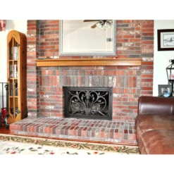 Orchid Rectangular Fireplace Door - Wrought Iron