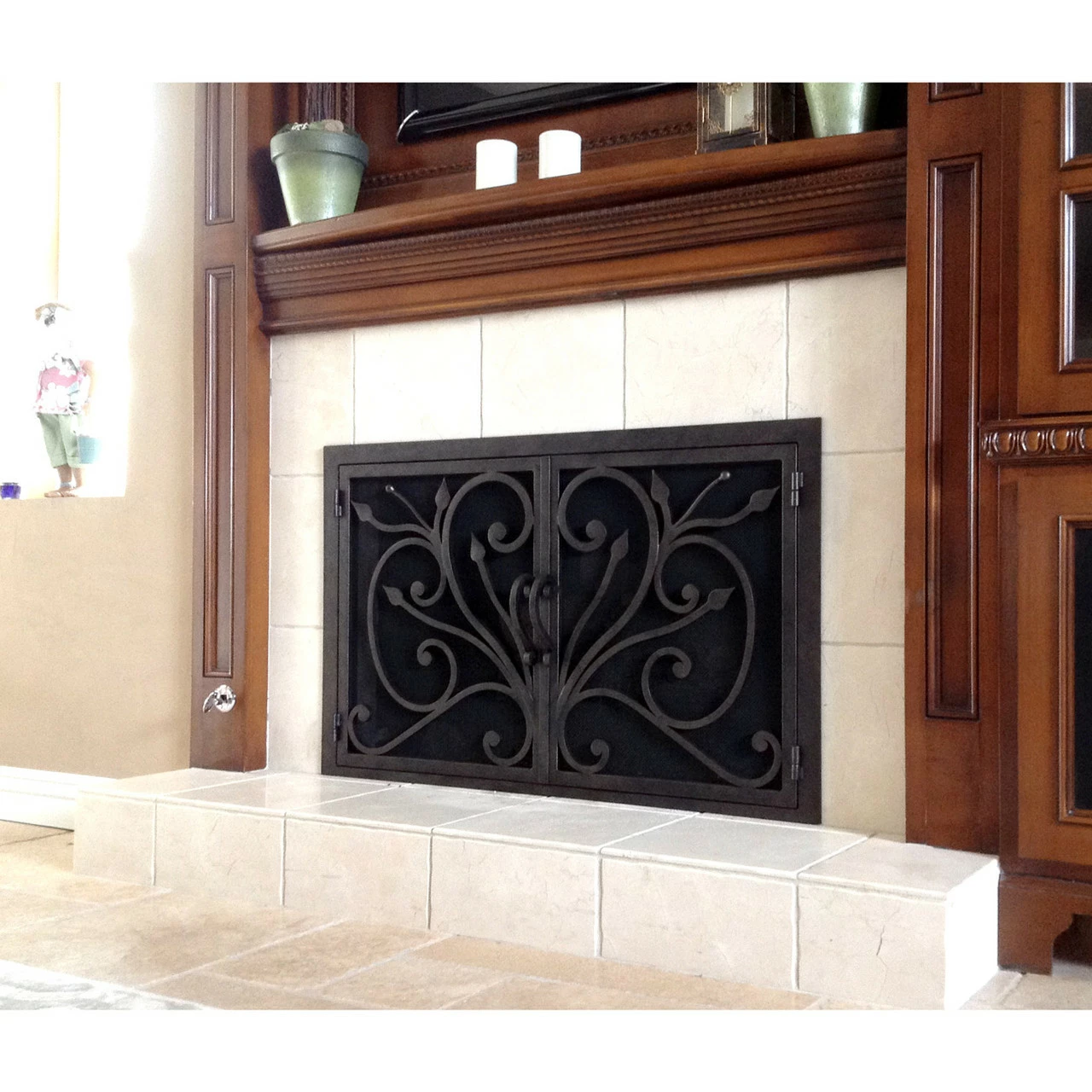 Orchid Rectangular Fireplace Door - Wrought Iron 4 Orchid Rectangular Fireplace Door - Wrought Iron - Image 2