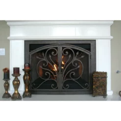 Orchid Rectangular Inside Arch Fireplace Door - Wrought Iron