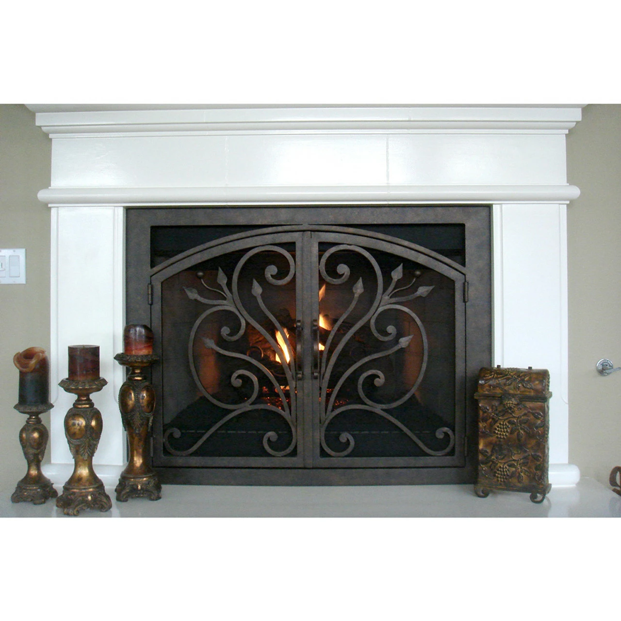 Orchid Rectangular Inside Arch Fireplace Door - Wrought Iron 3 Orchid Rectangular Inside Arch Fireplace Door - Wrought Iron