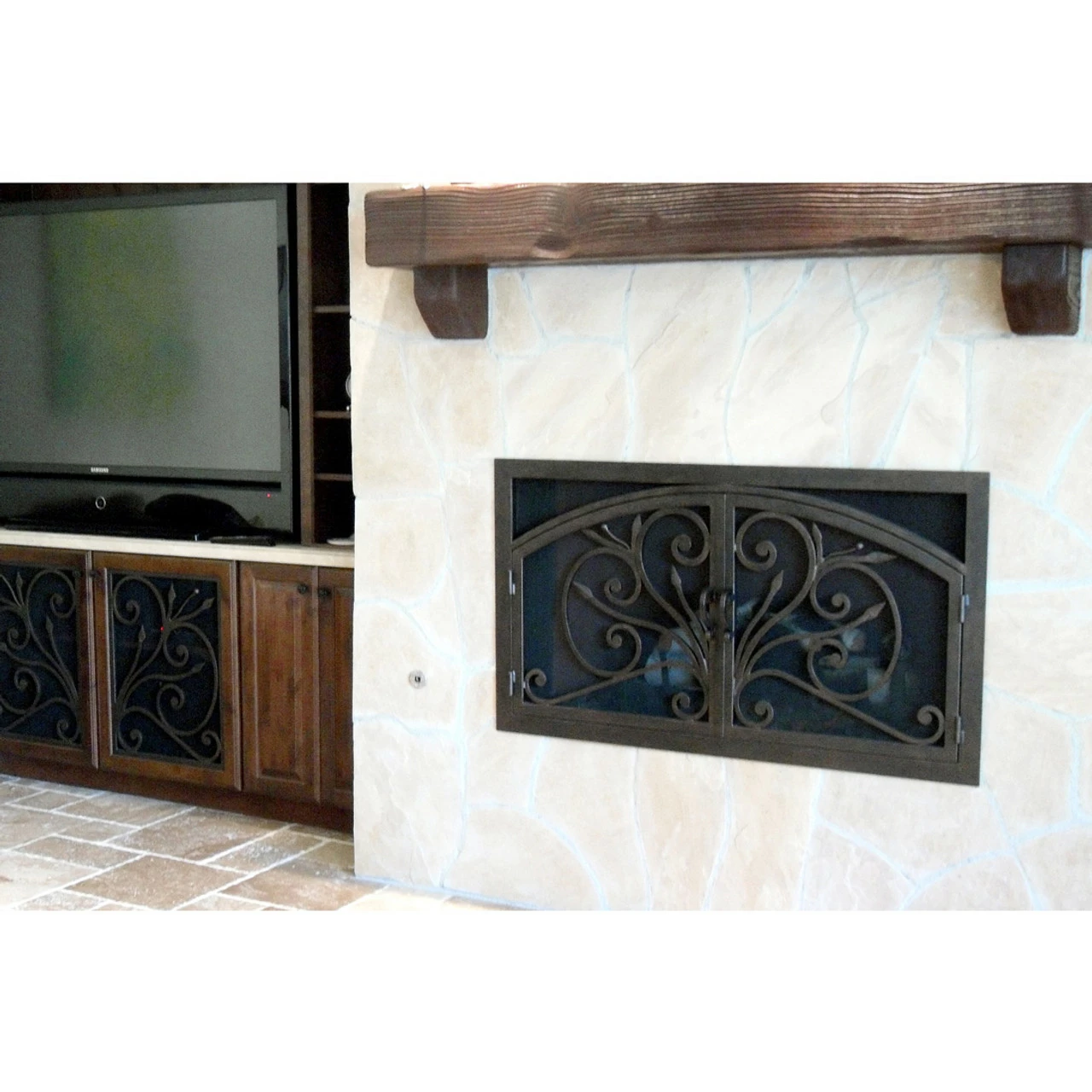 Orchid Rectangular Inside Arch Fireplace Door - Wrought Iron 4 Orchid Rectangular Inside Arch Fireplace Door - Wrought Iron - Image 2