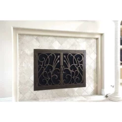 Poseidon Rectangular Fireplace Door - Wrought Iron