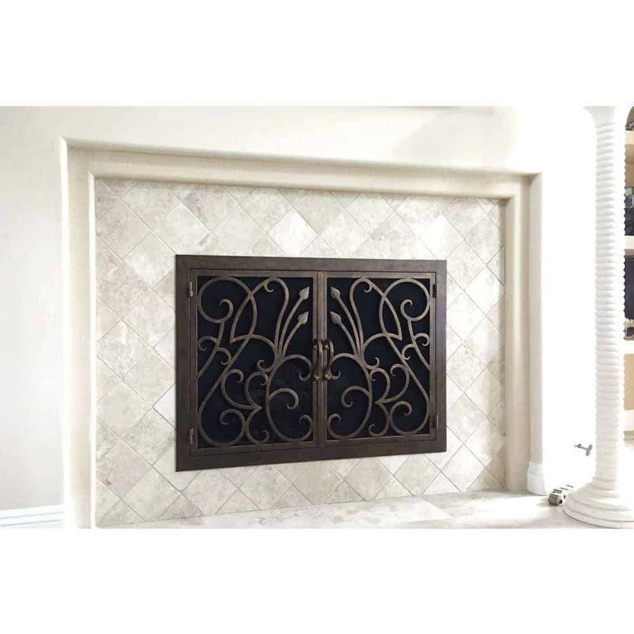 Poseidon Rectangular Fireplace Door - Wrought Iron 3 Poseidon Rectangular Fireplace Door - Wrought Iron