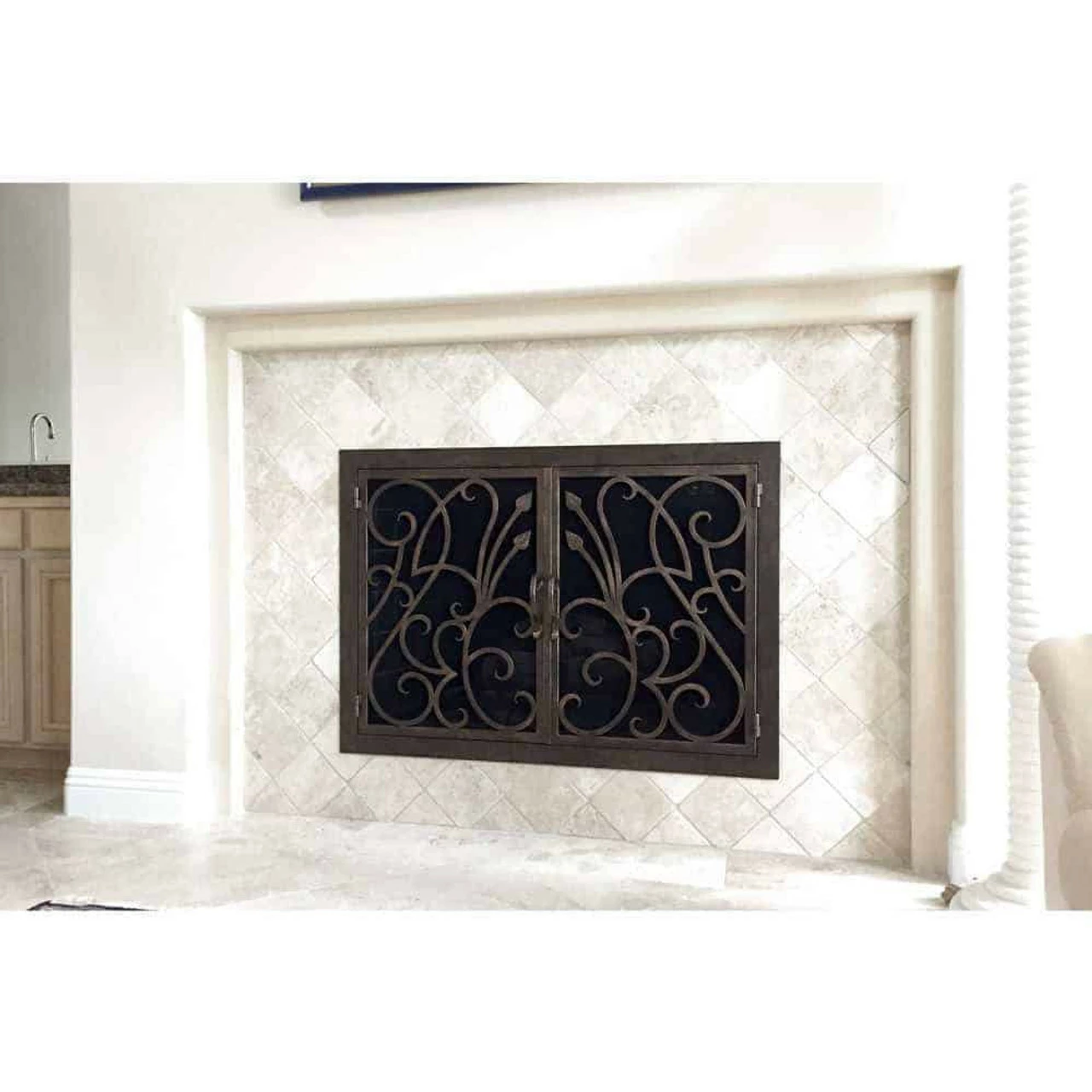 Poseidon Rectangular Fireplace Door - Wrought Iron 4 Poseidon Rectangular Fireplace Door - Wrought Iron - Image 2