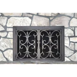 Rancho Santa Fe Rectangular Fireplace Door - Wrought Iron -AMS FIREPLACE Sales rancho santa fe 9 fireplace door web 53418.1581639697