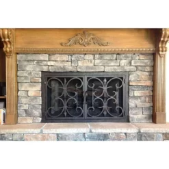 Rancho Santa Fe Rectangular Fireplace Door - Wrought Iron -AMS FIREPLACE Sales rancho santa fe 9 rectangular fireplace door web7 26163.1581639697