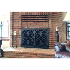 Rancho Santa Fe Rectangular Fireplace Door - Wrought Iron -AMS FIREPLACE Sales rancho santa fe 9 rectangular fireplace door web8 75327.1581639697