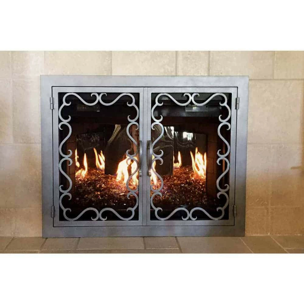 Reef Rectangular Fireplace Door - Wrought Iron 3 Reef Rectangular Fireplace Door - Wrought Iron