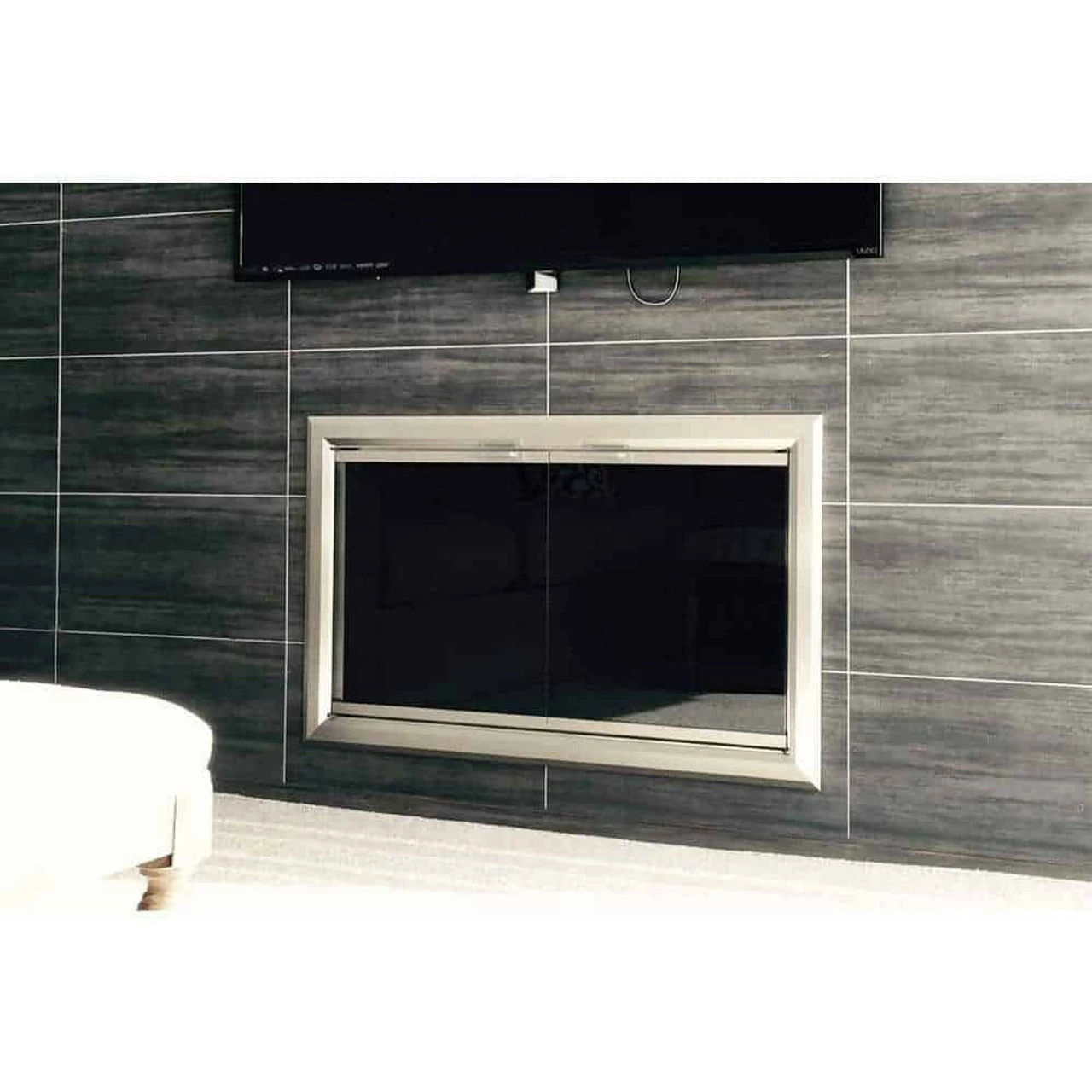 Reflections Rectangular Fireplace Door - Aluminum 3 Reflections Rectangular Fireplace Door - Aluminum