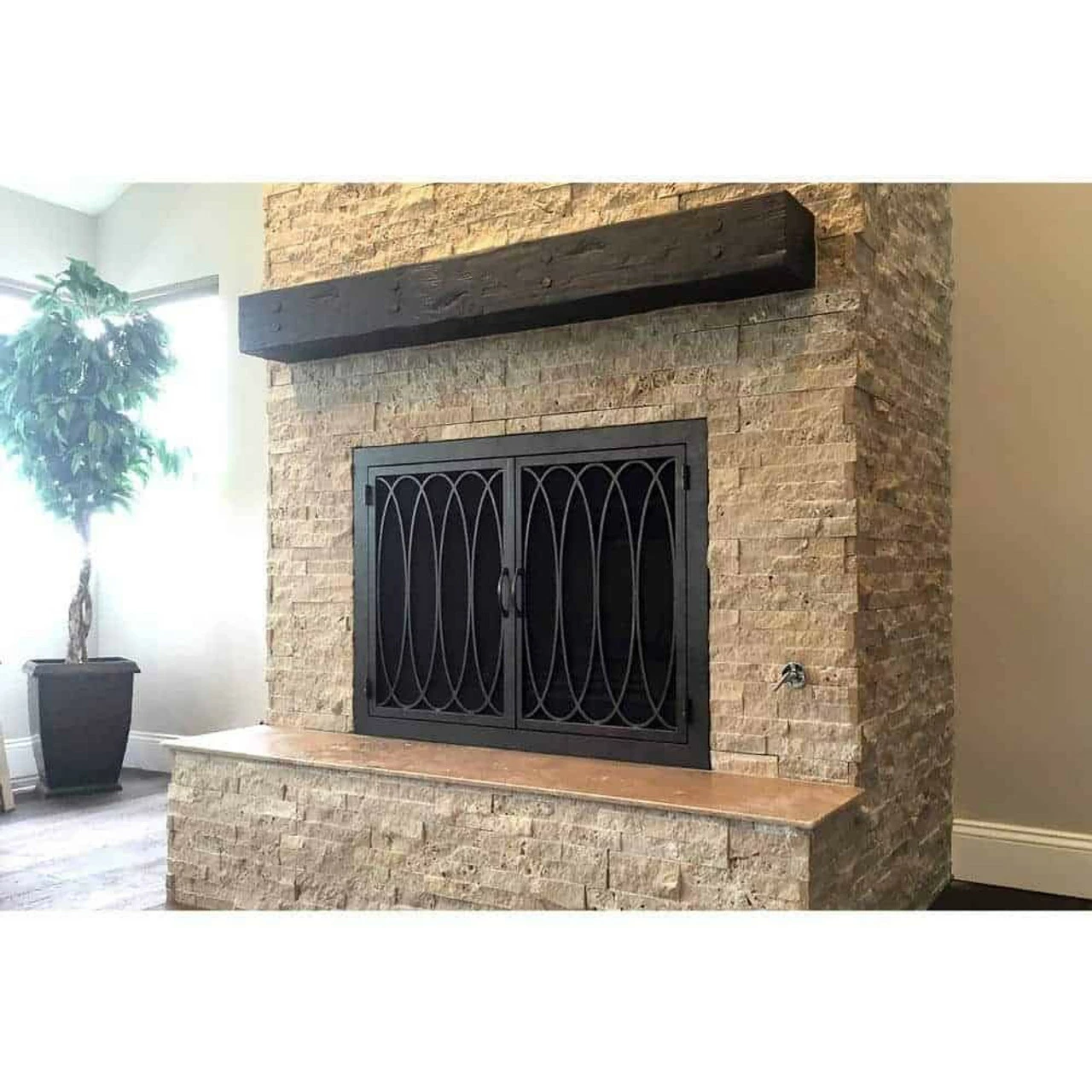 Ripple Rectangular Fireplace Door - Wrought Iron 3 Ripple Rectangular Fireplace Door - Wrought Iron
