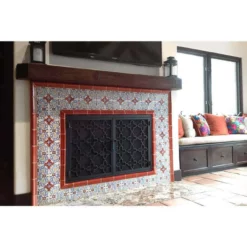 San Luis Rey Rectangular Fireplace Door - Wrought Iron