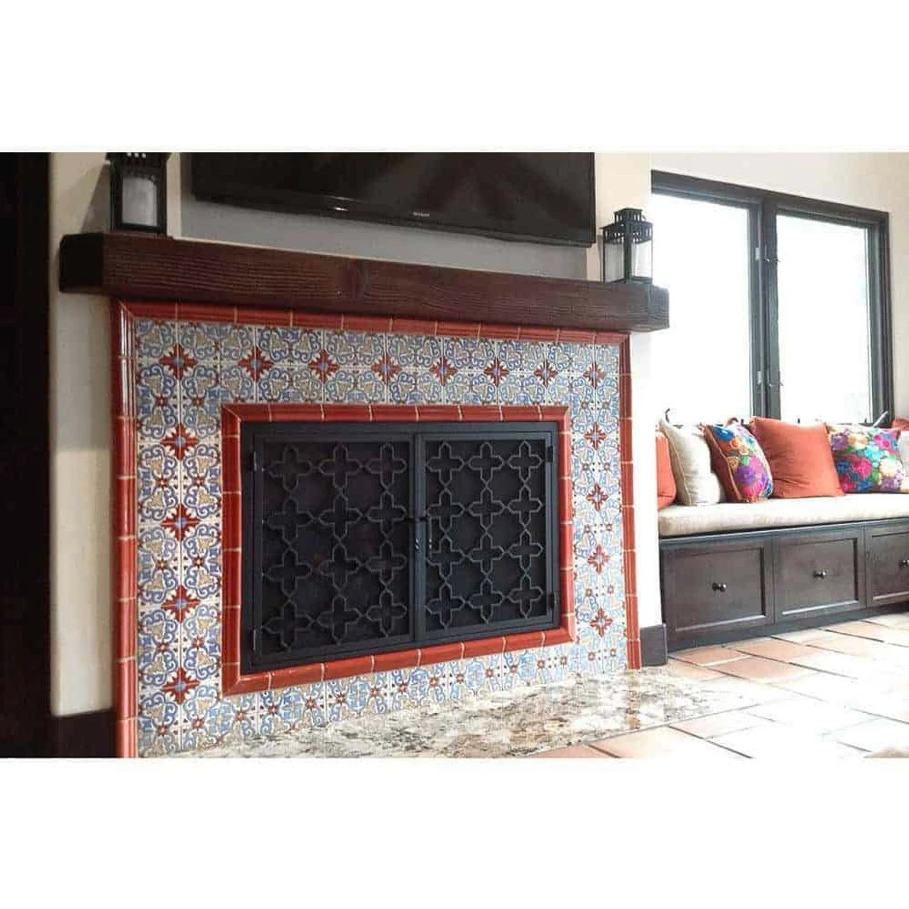 San Luis Rey Rectangular Fireplace Door - Wrought Iron 3 San Luis Rey Rectangular Fireplace Door - Wrought Iron
