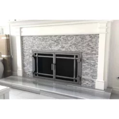Santa Monica Rectangular Fireplace Door - Wrought Iron