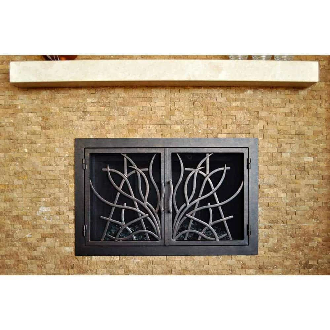 Saratoga Rectangular Fireplace Door - Wrought Iron 3 Saratoga Rectangular Fireplace Door - Wrought Iron