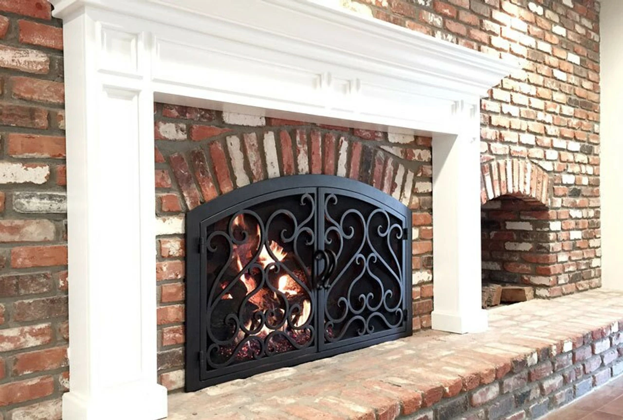 Sequoia Arched Fireplace Door - Wrought Iron 3 Sequoia Arched Fireplace Door - Wrought Iron