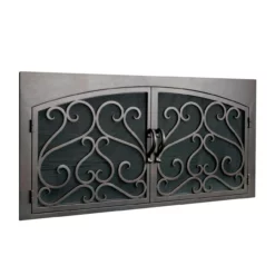Sequoia Rectangular Inside Arched Fireplace Door - Wrought Iron -AMS FIREPLACE Sales sequoia 3 arch rec fireplace door web 98603.1582138258
