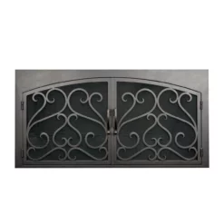 Sequoia Rectangular Inside Arched Fireplace Door - Wrought Iron
