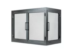 Sky Rectangular L-Shape Fireplace Door - Wrought Iron