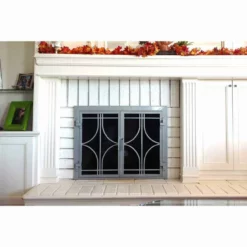 Stella Rectangular Fireplace Door - Wrought Iron -AMS FIREPLACE Sales stella 17 fireplace door web3 72197.1575308167