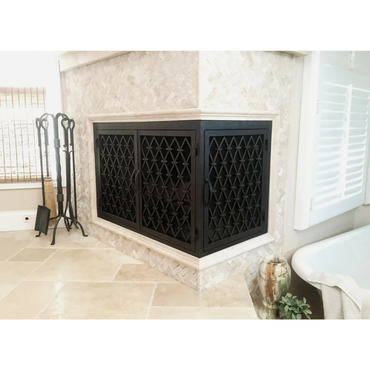 Trabuco Rectangular L-ShapeFireplace Door - Wrought Iron 3 Trabuco Rectangular L-ShapeFireplace Door - Wrought Iron