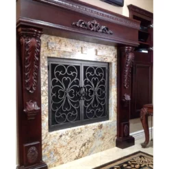 Valencia Rectangular Fireplace Door - Wrought Iron