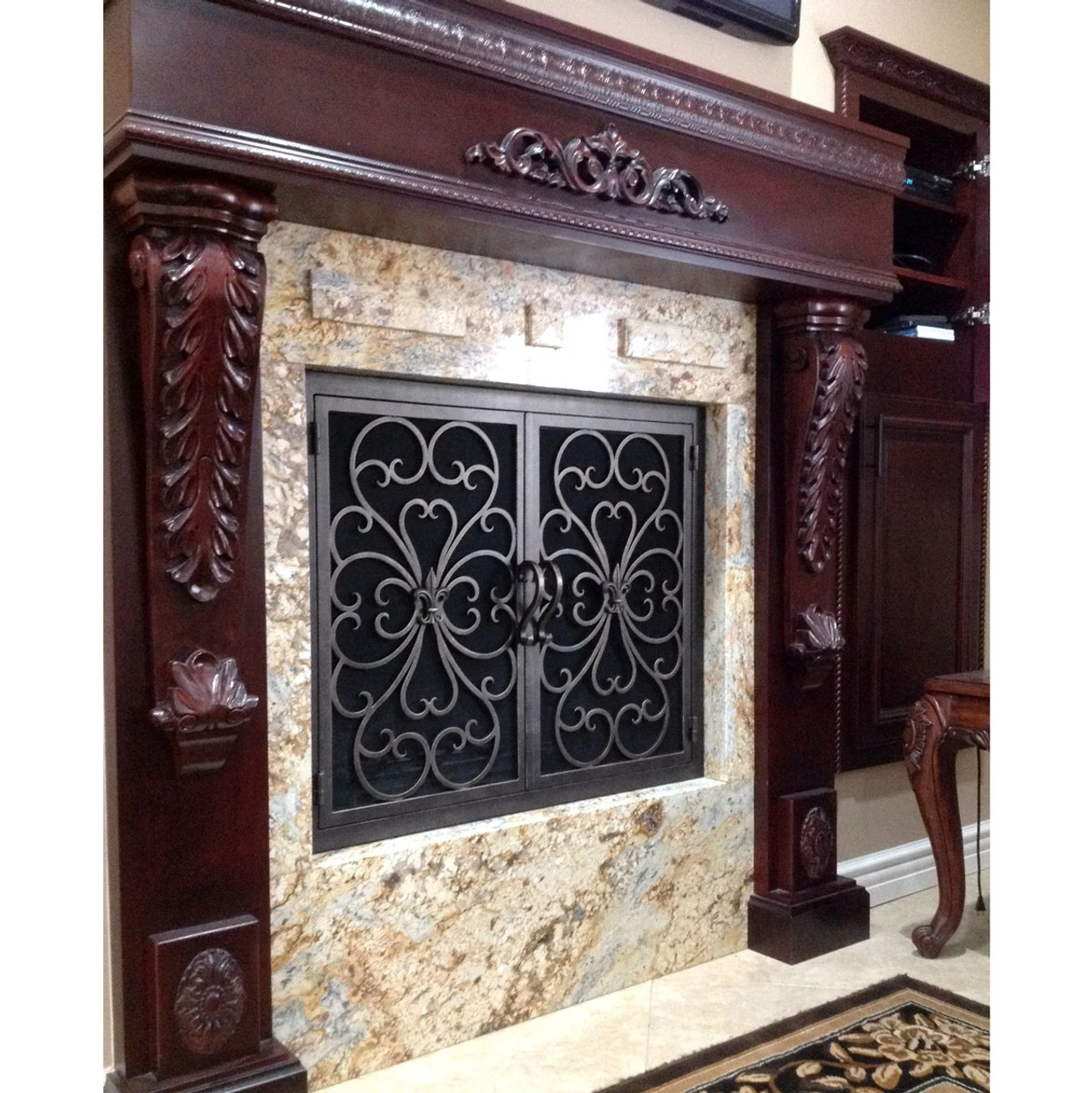 Valencia Rectangular Fireplace Door - Wrought Iron 3 Valencia Rectangular Fireplace Door - Wrought Iron